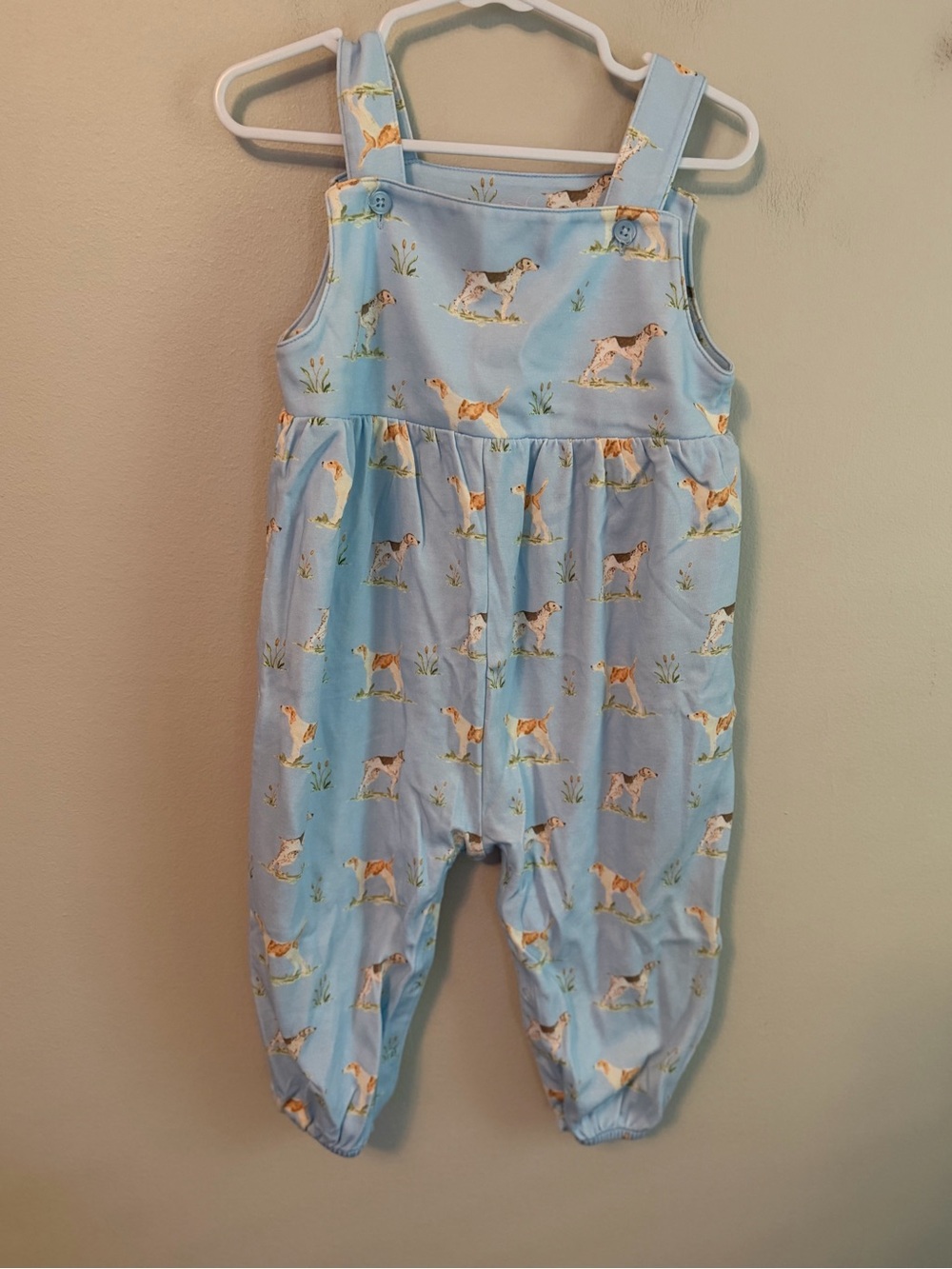 James & Lottie Light Blue Dog Romper